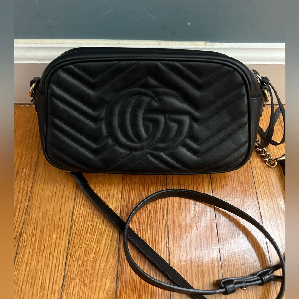 Gucci GG Marmont Leather Chain Shoulder Bag Black - Picture 4 of 6